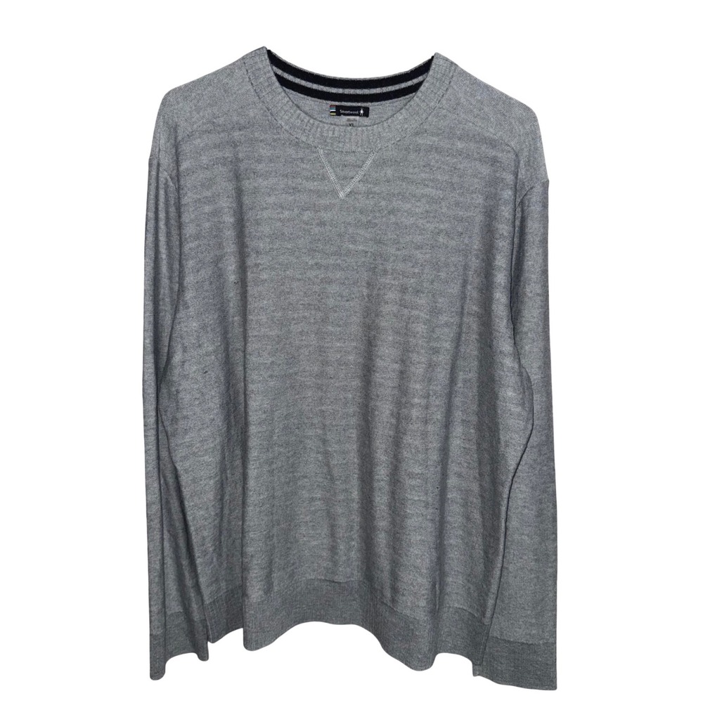 Smartwool Grey Merino Wool Blend Crewneck Sweater XL Lightweight Knit Pullover